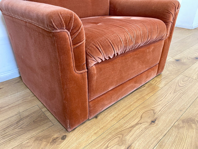 WMK I Seltenes, gemütliches & sehr gut erhaltenes modulares Vintage Ecksofa mit Sessel in altrosa Originalbezug I Sitzgarnitur Sitzecke Sofa Couch Modular Mid-Century Retro Space Age Rosa Berlin Köln