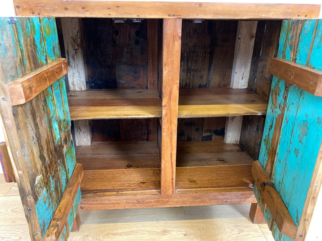 Boatwood by WMK # Freundliche & nachhaltige Kommode aus altem Bootsholz, ein handgefertigtes Unikat aus massivem Teakholz # Schrank Sideboard Anrichte Wäschekommode Schuhschrank Wickelkommode Cabinet