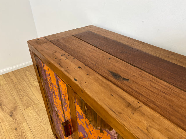 Boatwood by WMK # Freundliche & nachhaltige Kommode aus altem Bootsholz, ein handgefertigtes Unikat aus massivem Teakholz # Schrank Sideboard Anrichte Wäschekommode Schuhschrank Wickelkommode Cabinet