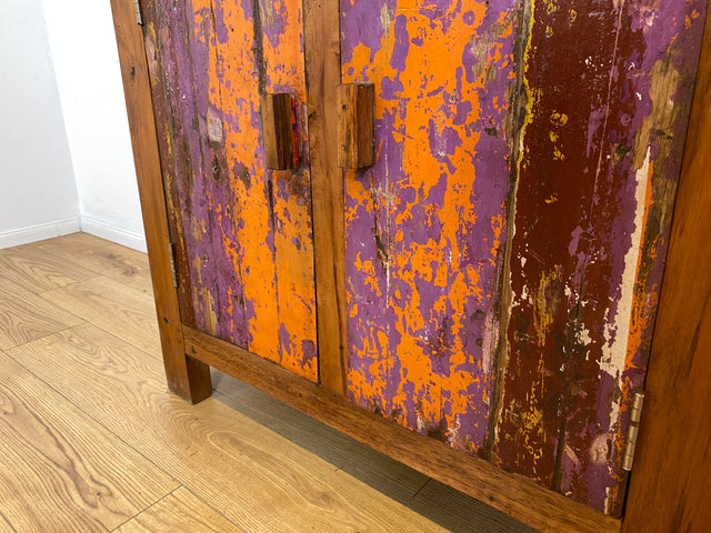 Boatwood by WMK # Freundliche & nachhaltige Kommode aus altem Bootsholz, ein handgefertigtes Unikat aus massivem Teakholz # Schrank Sideboard Anrichte Wäschekommode Schuhschrank Wickelkommode Cabinet