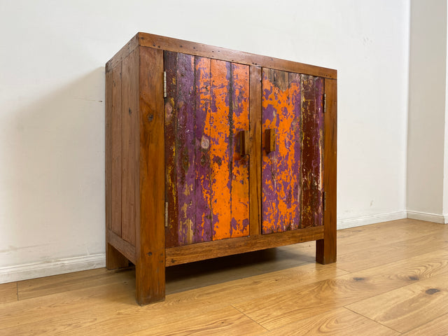 Boatwood by WMK # Freundliche & nachhaltige Kommode aus altem Bootsholz, ein handgefertigtes Unikat aus massivem Teakholz # Schrank Sideboard Anrichte Wäschekommode Schuhschrank Wickelkommode Cabinet