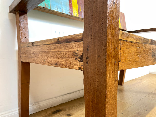 Boatwood by WMK # Bunte, sehr stabile & nachhaltige Sitzbank I Handmade Unikat aus altem Bootsholz I Teakholz massiv # Holzbank Bank Sofa 2er Küchenbank Balkonmöbel Outdoor Usedom Rostock Berlin Sylt