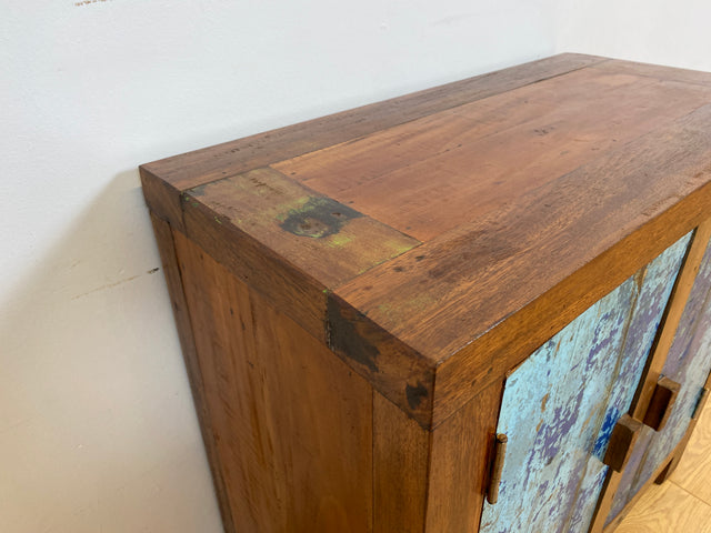 Boatwood by WMK # Meeresblaue nachhaltige Kommode aus altem Bootsholz, ein handgefertigtes Unikat aus massivem Teakholz # Schrank Sideboard Anrichte Wäschekommode Wickelkommode Schuhschrank Cabinet