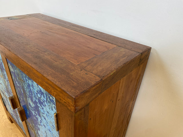 Boatwood by WMK # Meeresblaue nachhaltige Kommode aus altem Bootsholz, ein handgefertigtes Unikat aus massivem Teakholz # Schrank Sideboard Anrichte Wäschekommode Wickelkommode Schuhschrank Cabinet