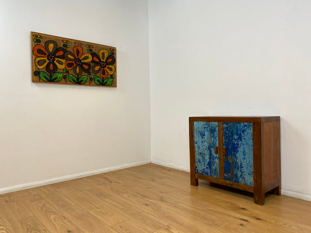 Boatwood by WMK # Meeresblaue nachhaltige Kommode aus altem Bootsholz, ein handgefertigtes Unikat aus massivem Teakholz # Schrank Sideboard Anrichte Wäschekommode Wickelkommode Schuhschrank Cabinet