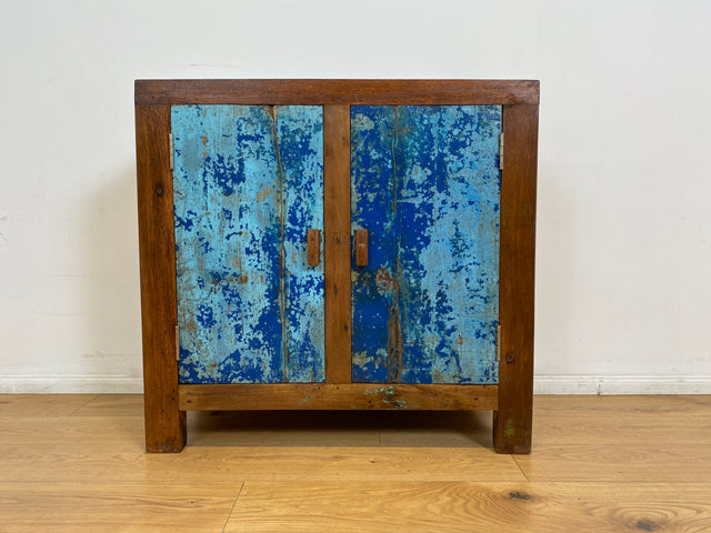 Boatwood by WMK # Meeresblaue nachhaltige Kommode aus altem Bootsholz, ein handgefertigtes Unikat aus massivem Teakholz # Schrank Sideboard Anrichte Wäschekommode Wickelkommode Schuhschrank Cabinet