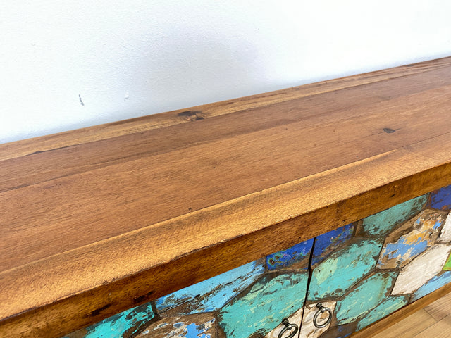 Boatwood by WMK # Detailreiche & nachhaltige Kommode aus altem Bootsholz, ein handgefertigtes Unikat aus massivem Teakholz # Sideboard Anrichte Schrank Flurkommode Konsole TV-Lowboard Bootsmöbel Teak