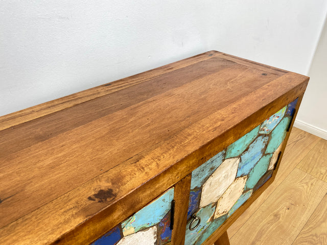 Boatwood by WMK # Detailreiche & nachhaltige Kommode aus altem Bootsholz, ein handgefertigtes Unikat aus massivem Teakholz # Sideboard Anrichte Schrank Flurkommode Konsole TV-Lowboard Bootsmöbel Teak