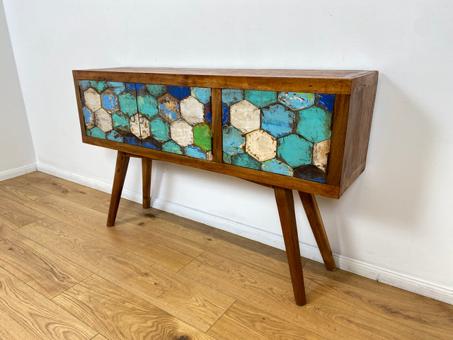 Boatwood by WMK # Detailreiche & nachhaltige Kommode aus altem Bootsholz, ein handgefertigtes Unikat aus massivem Teakholz # Sideboard Anrichte Schrank Flurkommode Konsole TV-Lowboard Bootsmöbel Teak