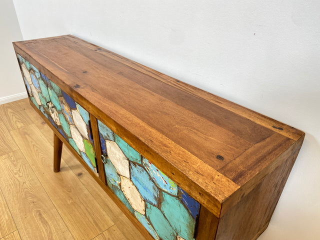 Boatwood by WMK # Detailreiche & nachhaltige Kommode aus altem Bootsholz, ein handgefertigtes Unikat aus massivem Teakholz # Sideboard Anrichte Schrank Flurkommode Konsole TV-Lowboard Bootsmöbel Teak