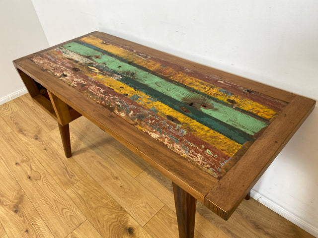 Boatwood by WMK I Formschöner & nachhaltiger Schreibtisch aus altem Bootsholz I handgefertigtes Unikat I Teakholz massiv I Arbeitstisch Desk Sekretär Bürotisch Computertisch Treibholz Köln Sylt Berlin