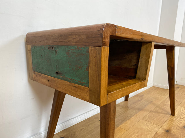 Boatwood by WMK I Formschöner & nachhaltiger Schreibtisch aus altem Bootsholz I handgefertigtes Unikat I Teakholz massiv I Arbeitstisch Desk Sekretär Bürotisch Computertisch Treibholz Köln Sylt Berlin