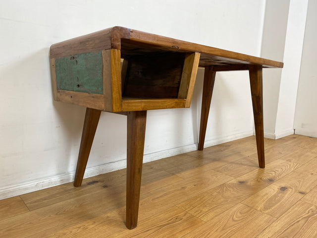 Boatwood by WMK I Formschöner & nachhaltiger Schreibtisch aus altem Bootsholz I handgefertigtes Unikat I Teakholz massiv I Arbeitstisch Desk Sekretär Bürotisch Computertisch Treibholz Köln Sylt Berlin