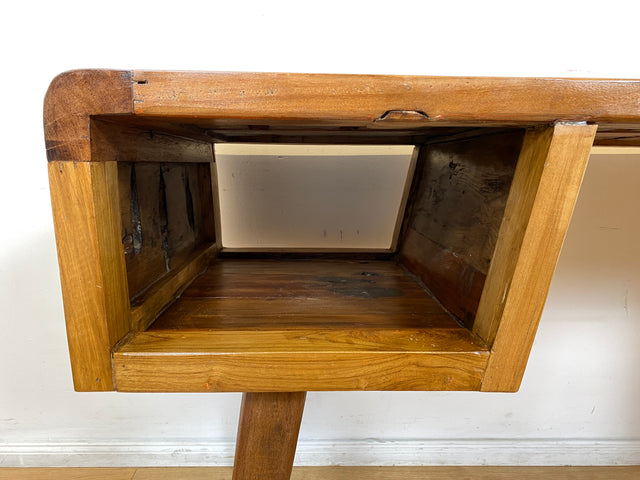 Boatwood by WMK I Formschöner & nachhaltiger Schreibtisch aus altem Bootsholz I handgefertigtes Unikat I Teakholz massiv I Arbeitstisch Desk Sekretär Bürotisch Computertisch Treibholz Köln Sylt Berlin