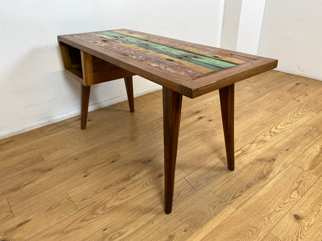 Boatwood by WMK I Formschöner & nachhaltiger Schreibtisch aus altem Bootsholz I handgefertigtes Unikat I Teakholz massiv I Arbeitstisch Desk Sekretär Bürotisch Computertisch Treibholz Köln Sylt Berlin