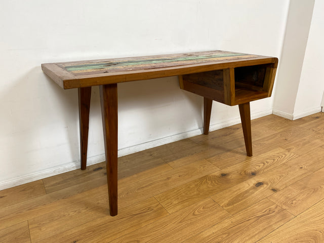 Boatwood by WMK I Formschöner & nachhaltiger Schreibtisch aus altem Bootsholz I handgefertigtes Unikat I Teakholz massiv I Arbeitstisch Desk Sekretär Bürotisch Computertisch Treibholz Köln Sylt Berlin