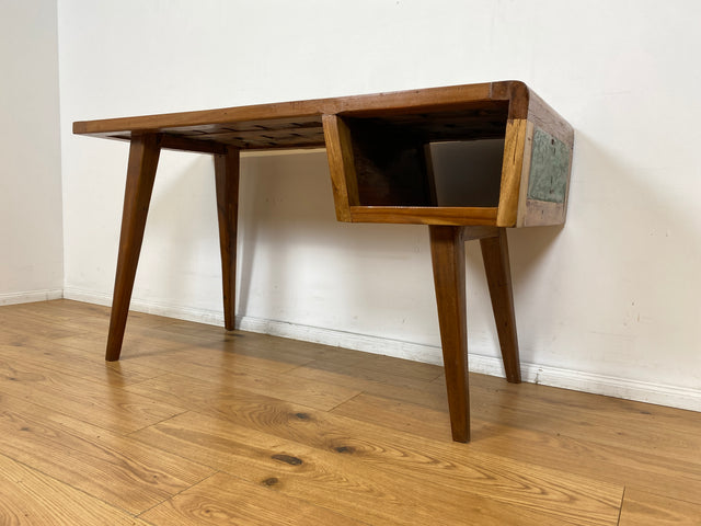 Boatwood by WMK I Formschöner & nachhaltiger Schreibtisch aus altem Bootsholz I handgefertigtes Unikat I Teakholz massiv I Arbeitstisch Desk Sekretär Bürotisch Computertisch Treibholz Köln Sylt Berlin