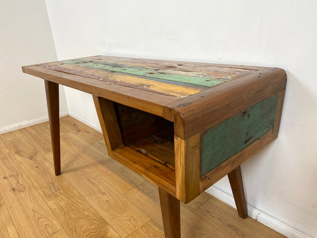 Boatwood by WMK I Formschöner & nachhaltiger Schreibtisch aus altem Bootsholz I handgefertigtes Unikat I Teakholz massiv I Arbeitstisch Desk Sekretär Bürotisch Computertisch Treibholz Köln Sylt Berlin