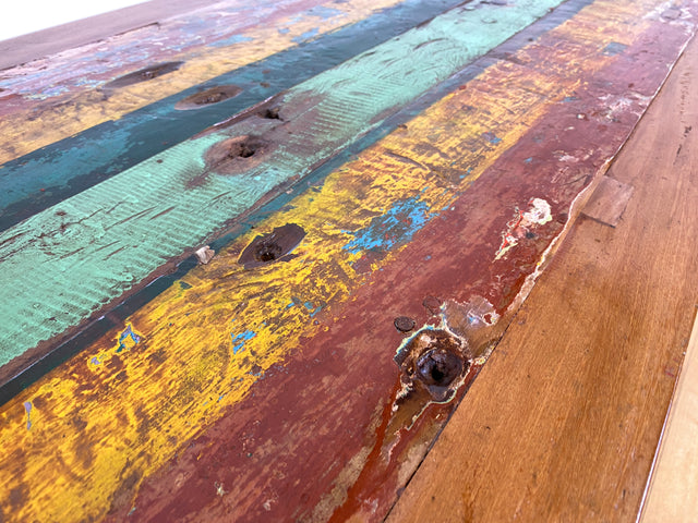 Boatwood by WMK I Formschöner & nachhaltiger Schreibtisch aus altem Bootsholz I handgefertigtes Unikat I Teakholz massiv I Arbeitstisch Desk Sekretär Bürotisch Computertisch Treibholz Köln Sylt Berlin