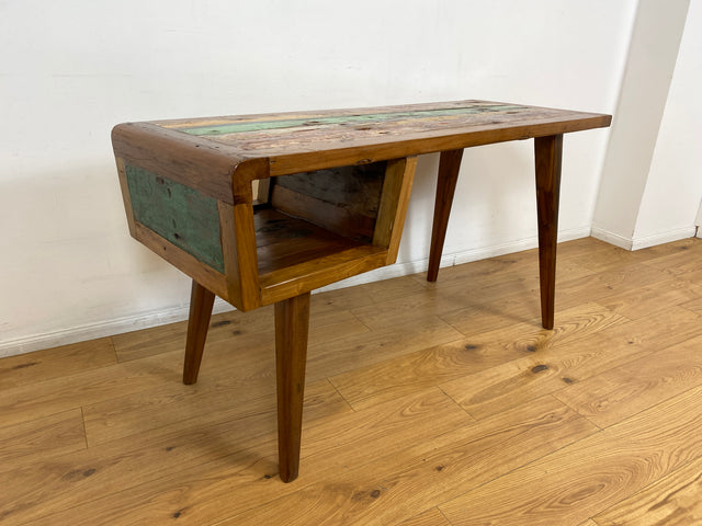 Boatwood by WMK I Formschöner & nachhaltiger Schreibtisch aus altem Bootsholz I handgefertigtes Unikat I Teakholz massiv I Arbeitstisch Desk Sekretär Bürotisch Computertisch Treibholz Köln Sylt Berlin