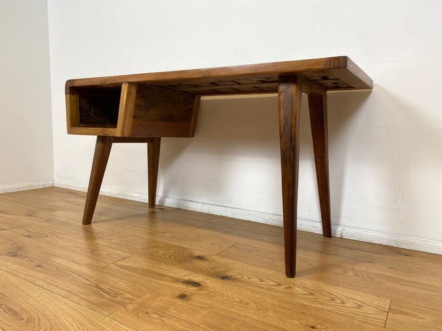 Boatwood by WMK I Formschöner & nachhaltiger Schreibtisch aus altem Bootsholz I handgefertigtes Unikat I Teakholz massiv I Arbeitstisch Desk Sekretär Bürotisch Computertisch Treibholz Köln Sylt Berlin