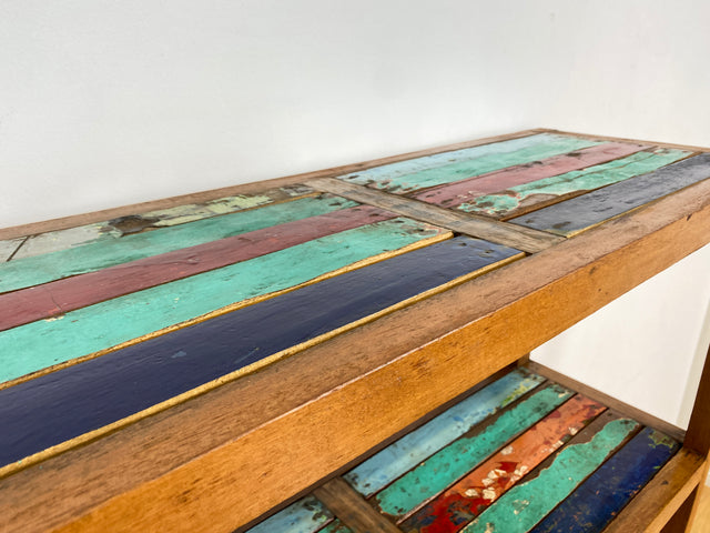 Boatwood by WMK I Schönes nachhaltiges Regal aus altem Bootsholz, ein handgefertigtes Unikat aus massivem Teakholz I Holzregal Küchenregal Bücherregal Teak Bootsmöbel Industrial Berlin München Leipzig