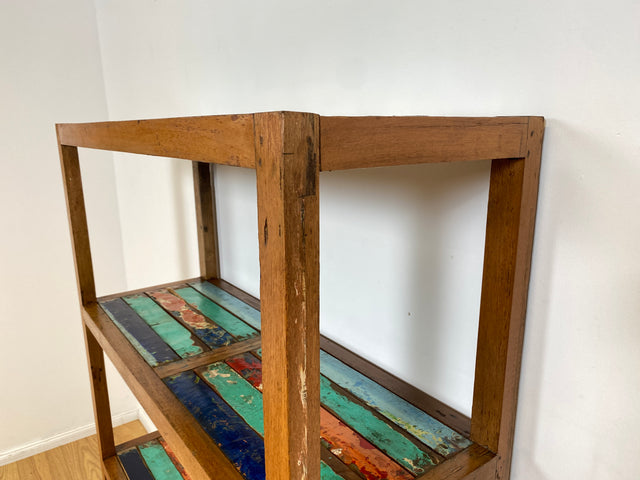 Boatwood by WMK I Schönes nachhaltiges Regal aus altem Bootsholz, ein handgefertigtes Unikat aus massivem Teakholz I Holzregal Küchenregal Bücherregal Teak Bootsmöbel Industrial Berlin München Leipzig