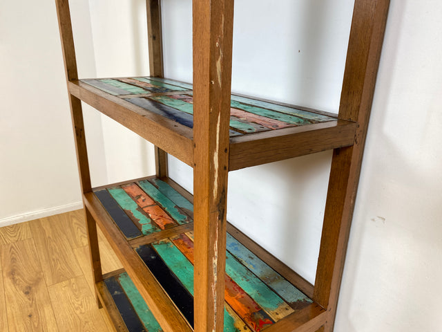 Boatwood by WMK I Schönes nachhaltiges Regal aus altem Bootsholz, ein handgefertigtes Unikat aus massivem Teakholz I Holzregal Küchenregal Bücherregal Teak Bootsmöbel Industrial Berlin München Leipzig