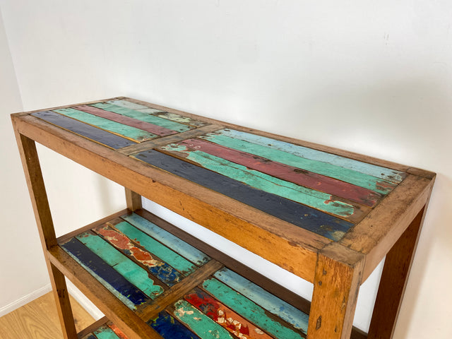 Boatwood by WMK I Schönes nachhaltiges Regal aus altem Bootsholz, ein handgefertigtes Unikat aus massivem Teakholz I Holzregal Küchenregal Bücherregal Teak Bootsmöbel Industrial Berlin München Leipzig