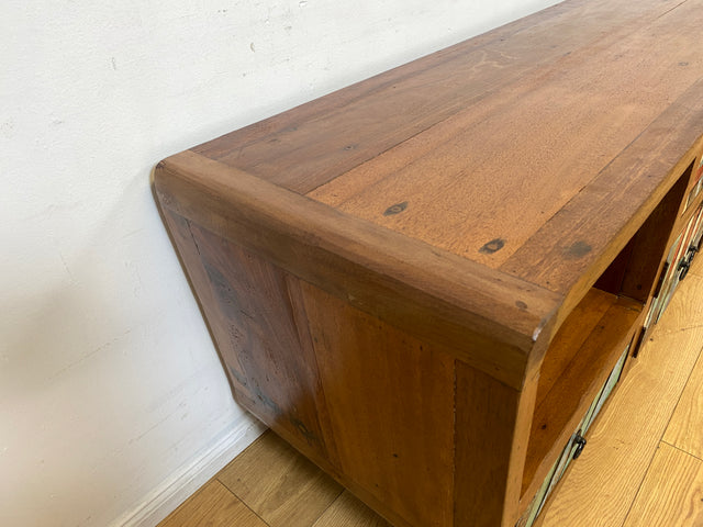 Boatwood by WMK I Formschönes nachhaltiges TV Lowboard mit Schubladen I handgefertigtes Unikat aus altem Bootsholz I Teakholz massiv I Sideboard Kommode Bank Rack Fernsehkommode Berlin Rostock Bayern