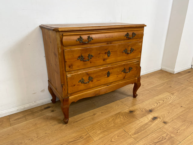 WMK I Wunderschöne nordische antike Kommode aus vollem Holz mit Schubladen und Messinggriffen I Schubladenkommode Wäschekommode Schrank Wickelkommode Chest Weichholz Barock Rokoko Vintage Berlin Köln