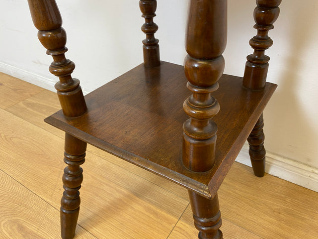 WMK # Wunderschöner und sehr seltener nordischer antiker Beistelltisch mit großer handbemalter Porzellan Platte # Tischchen Ablage Blumentisch Blumensäule Blumen Etagere Gründerzeit Jugendstil Vintage
