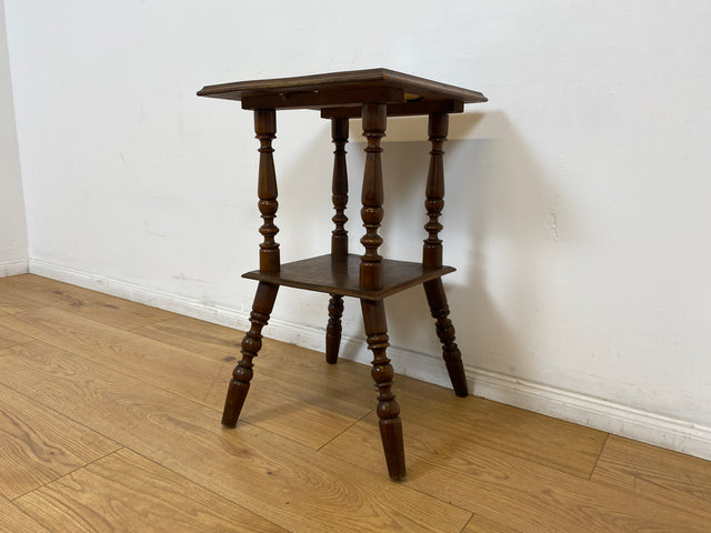 WMK # Wunderschöner und sehr seltener nordischer antiker Beistelltisch mit großer handbemalter Porzellan Platte # Tischchen Ablage Blumentisch Blumensäule Blumen Etagere Gründerzeit Jugendstil Vintage