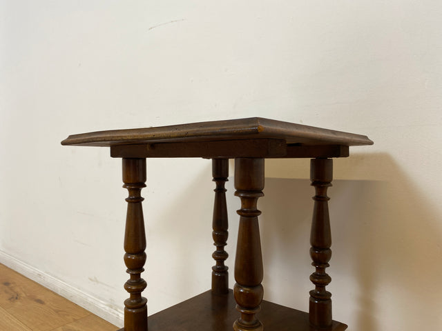 WMK # Wunderschöner und sehr seltener nordischer antiker Beistelltisch mit großer handbemalter Porzellan Platte # Tischchen Ablage Blumentisch Blumensäule Blumen Etagere Gründerzeit Jugendstil Vintage