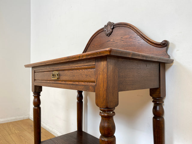 WMK I Wunderschöner nordischer antiker Konsolentisch aus Eichenholz mit Schublade & Ablage I Kommode Konsole Tisch Küchenschrank Küchenregal Anrichte Jugendstil Gründerzeit Vintage Berlin Kiel Dresden