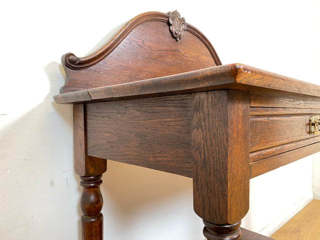 WMK I Wunderschöner nordischer antiker Konsolentisch aus Eichenholz mit Schublade & Ablage I Kommode Konsole Tisch Küchenschrank Küchenregal Anrichte Jugendstil Gründerzeit Vintage Berlin Kiel Dresden