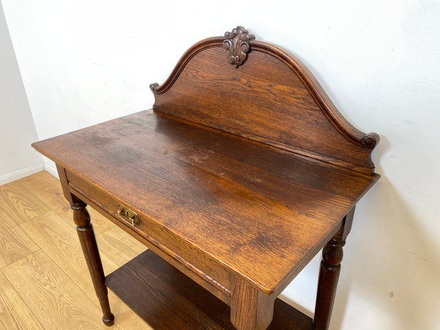 WMK I Wunderschöner nordischer antiker Konsolentisch aus Eichenholz mit Schublade & Ablage I Kommode Konsole Tisch Küchenschrank Küchenregal Anrichte Jugendstil Gründerzeit Vintage Berlin Kiel Dresden