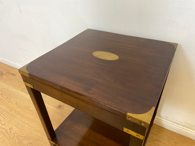 WMK # 1/2 Hochwertiger original englischer 60er Jahre Nachttisch von Reprodux im Herolds Kennedy Stil aus Mahagoni m. Messingbeschlag # Nachtschrank Nachtkommode Nachtschränkchen Beistelltisch Vintage