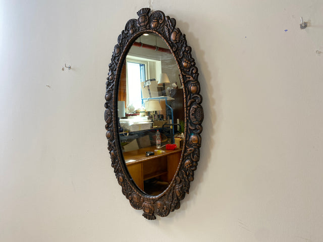 WMK I Wunderschöner ovaler 70x43cm Wandspiegel aus 1982 in reichverziertem Rahmen, ein Vintage Original aus der UdSSR I Spiegel Mirror Garderobe Flur Retro I Versand möglich I Berlin Dresden Frankfurt