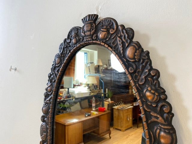 WMK I Wunderschöner ovaler 70x43cm Wandspiegel aus 1982 in reichverziertem Rahmen, ein Vintage Original aus der UdSSR I Spiegel Mirror Garderobe Flur Retro I Versand möglich I Berlin Dresden Frankfurt