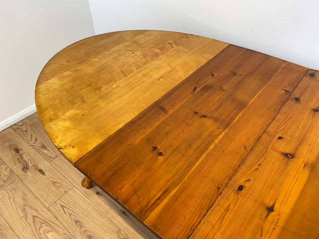 WMK # Wunderschöner ovaler heller dänischer antiker Esszimmertisch aus vollem Holz, 2x ausziehbar mit integr. Platten # Esstisch Tisch Holztisch Ausziehtisch Esszimmer Jugendstil Chippendale Vintage