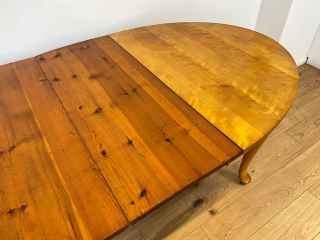 WMK # Wunderschöner ovaler heller dänischer antiker Esszimmertisch aus vollem Holz, 2x ausziehbar mit integr. Platten # Esstisch Tisch Holztisch Ausziehtisch Esszimmer Jugendstil Chippendale Vintage