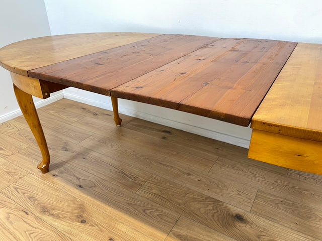 WMK # Wunderschöner ovaler heller dänischer antiker Esszimmertisch aus vollem Holz, 2x ausziehbar mit integr. Platten # Esstisch Tisch Holztisch Ausziehtisch Esszimmer Jugendstil Chippendale Vintage