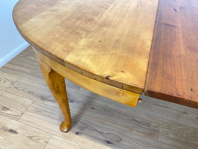 WMK # Wunderschöner ovaler heller dänischer antiker Esszimmertisch aus vollem Holz, 2x ausziehbar mit integr. Platten # Esstisch Tisch Holztisch Ausziehtisch Esszimmer Jugendstil Chippendale Vintage