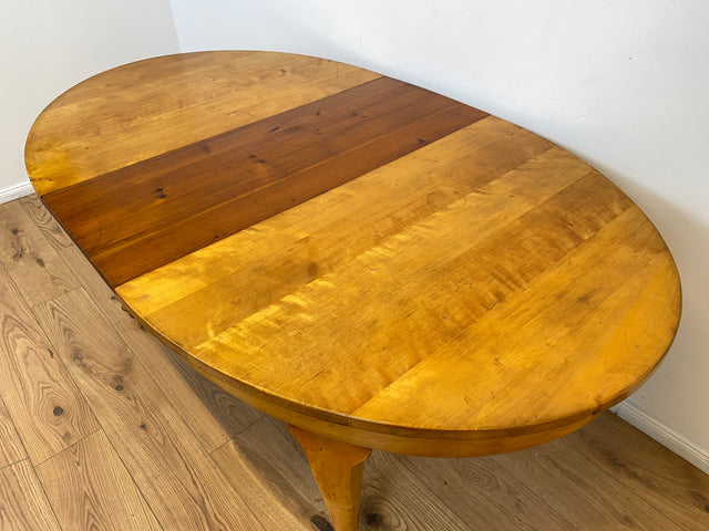 WMK # Wunderschöner ovaler heller dänischer antiker Esszimmertisch aus vollem Holz, 2x ausziehbar mit integr. Platten # Esstisch Tisch Holztisch Ausziehtisch Esszimmer Jugendstil Chippendale Vintage