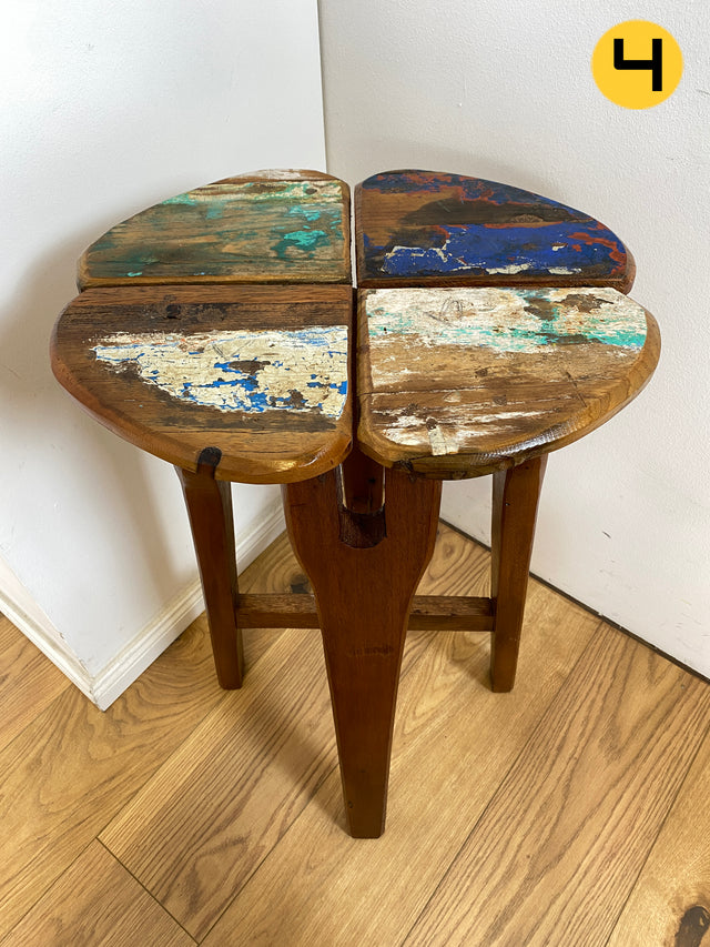Boatwood by WMK # 1/3 Wunderschöner Barhocker aus altem Bootsholz, ein handgefertigtes Unikat aus massivem Teakholz # Barstühle Hocker Sitzhocker Stühle Küchenstühle Holzstühle Bar Hausbar Gastro Teak