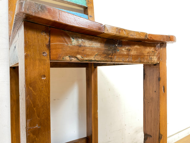Boatwood by WMK # 1/2 Besonderer Barhocker aus altem Bootsholz, ein handgefertigtes Unikat aus massivem Teakholz # Barstuhl Hocker Sitzhocker Stuhl Küchenstuhl Holzstuhl Bar Hausbar Gastro Treibholz