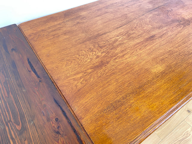 WMK I Sehr schöner und robuster dänischer antiker Esstisch aus massiver Eiche, ausziehbar I Ausziehtisch Holztisch Esszimmertisch Küchentisch Dining Table Jugendstil Vintage Berlin Karlsruhe Hessen