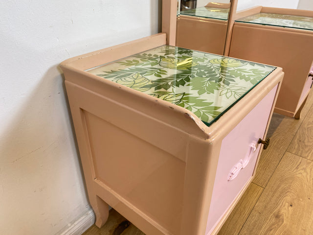 WMK I Sehr hübsche, rosa lackierte, Art Deco Frisierkommode aus vollem Holz mit großem Spiegel und Schublade I Spiegel Kommode Schmink Tisch Kommode Wäsche Ganzkörper Antik Vintage Berlin Leipzig NRW