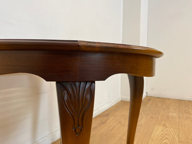 WMK # Wunderschöner kleiner runder 50er Jahre Chippendale Couchtisch mit Glasplatte & feinem Wiener Sonnengeflecht # Wohnzimmertisch Glastisch Beistelltisch Geflecht Coffee Table Mid-Century Vintage